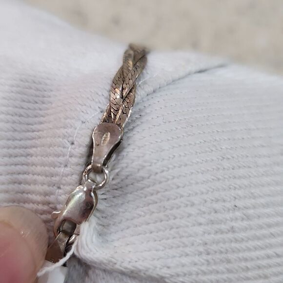 Vintage Sterling Triple Braided Herringbone Bracelet - Picture 6 of 6
